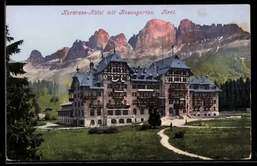 AK Karersee, Karersee-Hôtel mit Rosengarten