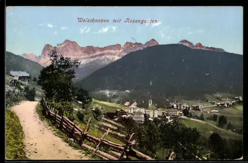 AK Welschnoven, Ortspanorama mit dem Rosengarten