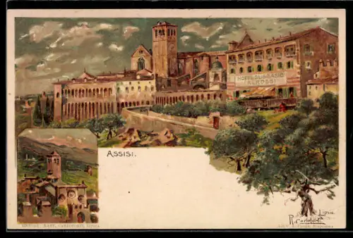 Künstler-AK Raffaele Carloforti: Assisi, Hotel Subbasio a Rossi