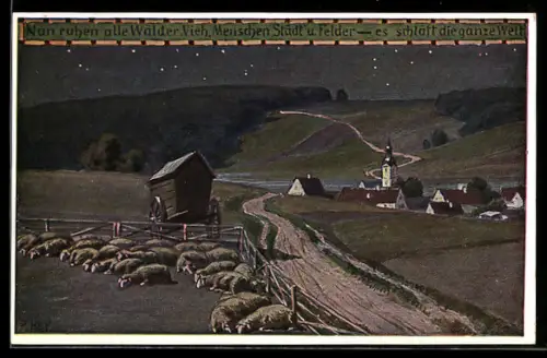 Künstler-AK Paul Hey: Schlafende Schafe auf einer Weide, Verein für das Deutschtum im Ausland