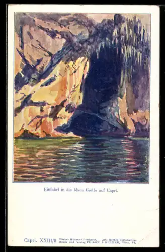 Künstler-AK Philipp + Kramer Nr.XXIII /9: Einfahrt in die blaue Grotte auf Capri