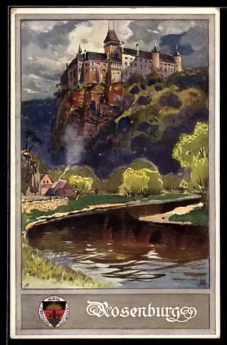 AK Deutscher Schulverein NR 179: Rosenburg vom Fluss aus gesehen