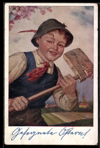 AK Deutscher Schulverein Nr. 703: Junge mit einer Schnarre