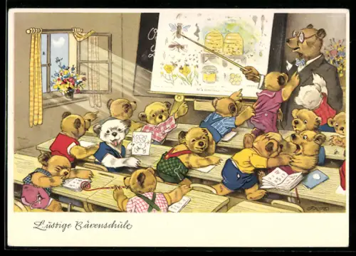 Künstler-AK Fritz Baumgarten: Lehrer mit Thema Biene in der Bärenschule