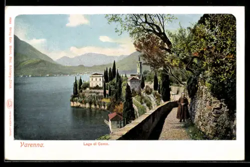 AK Varenna, Nonne beim Spaziergang am Lago di Como