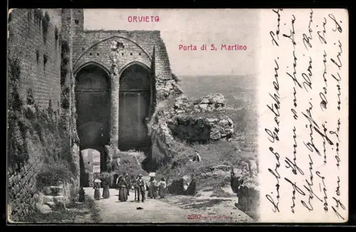 AK Orvieto, Porta di S. Martino mit Leuten