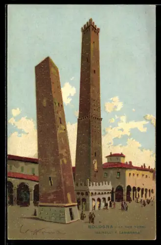 Künstler-AK Bologna, Le Due Torri