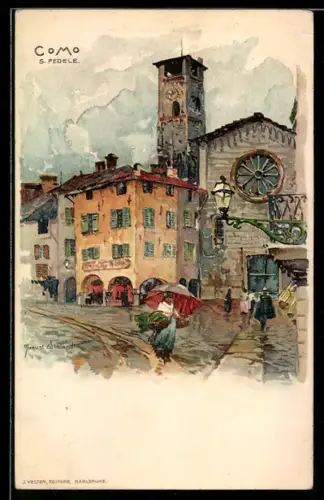 Künstler-AK Manuel Wielandt: Como. S. Pedele, Strassenpartie