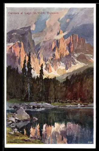 Künstler-AK Edward Harrison Compton: Carezza al Lago