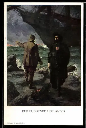 AK Richard-Wagner, Szene aus dem Fliegenden Holländer