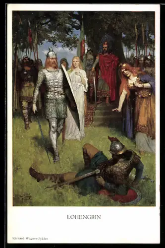 Künstler-AK Richard-Wagner-Zyklus, Lohengrin nach Duell