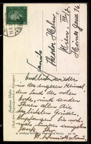 AK Andreas Hofer mit Säbel