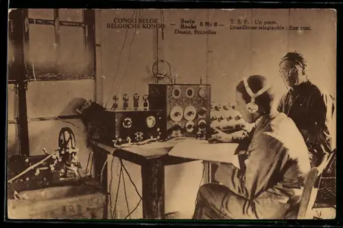 AK Belgisch Kongo, Desaix, Bruxelles, T. S. F. Un poste