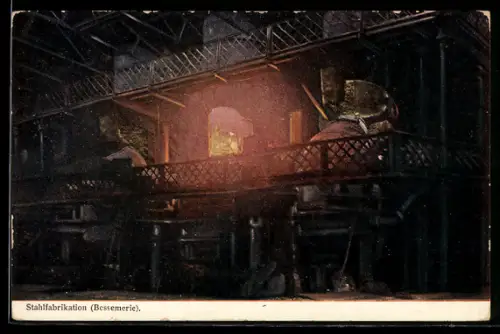 AK Fabrikarbeiter in der Stahlfabrikation, Bessemerie