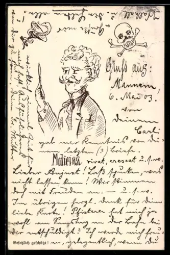 AK Mediziner neben einem Kelch mit Schlange und Totenkopf