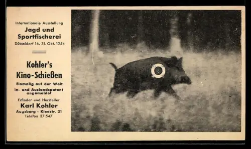 AK Internationale Jagd- und Sportfischerei-Ausstellung, Wildschwein im Fadenkreuz