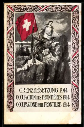 AK Grenzbesetzung 1914, Soldat mit Gewehr