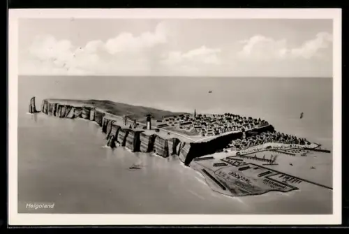 AK Helgoland, Inselansicht mit Hafen und Oberland