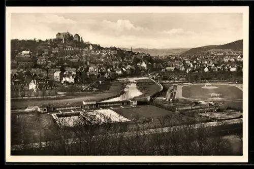 AK Marburg /Lahn, Schloss, Stadtansicht, Blick vom Südhang