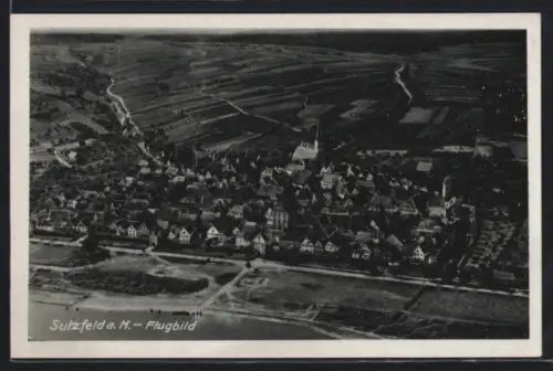 AK Sulzfeld a. M., Gesamtansicht mit Umgebung vom Flugzeug aus