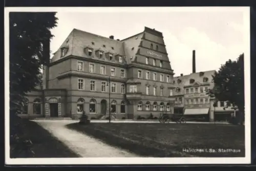 AK Hainichen i. Sa., Stadthaus mit Sparkasse Stadtbank