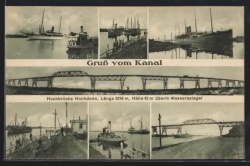 AK Levensau, Hochbrücke Hochdonn und Schiffsimpressionen