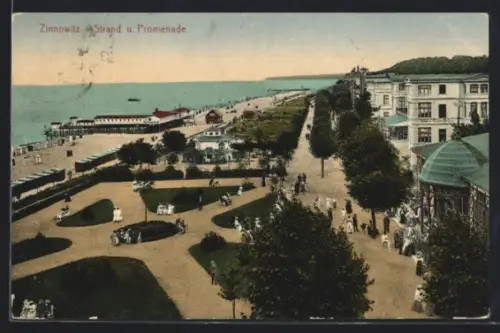 AK Zinnowitz, Strand und Promenade