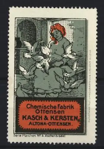 Reklamemarke Altona-Ottensen, Chemische Fabrik Ottensen Kasch & Kersten, Aschenbrödel mit Tauben