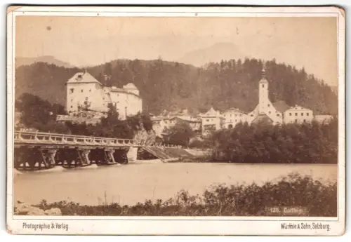 Fotografie Würthle & Sohn, Salzburg, Ansicht Golling, Landschaft mit Fluss und Brücke