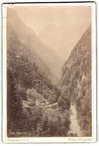 Fotografie Würthle & Sohn, Salzburg, Ansicht Golling a. d. Salzach, Pass-Lueg aus der Vogelschau