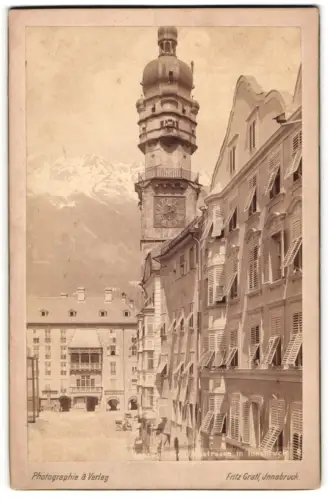 Fotografie Fritz Gratl, Innsbruck, Ansicht Innsbruck, Herzog-Friedrich-Strasse gegen die Berge