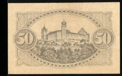 Notgeld Coburg 1918, 50 Pfennig, Darstellung der Veste Coburg