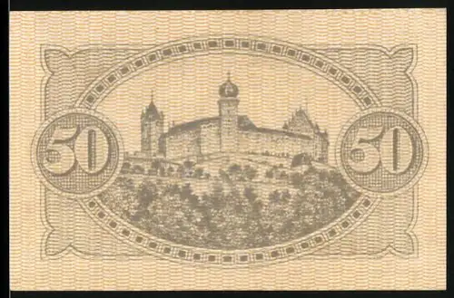 Notgeld Coburg 1918, 50 Pfennig, Blick auf die Veste Coburg
