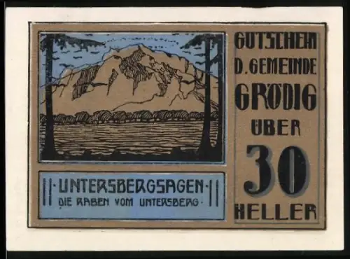 Notgeld Grödig 1920, 30 Heller, Untersbergsagen, Die Untersberger an der Arbeit