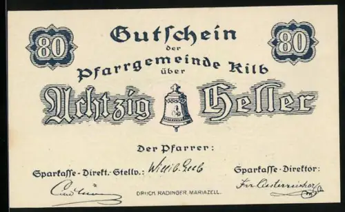 Notgeld Kilb 1920, 80 Heller, Glockenmotiv