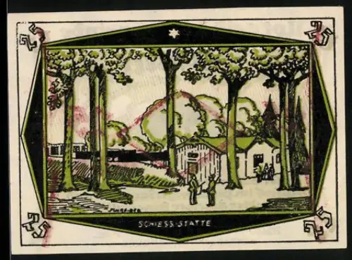 Notgeld Egenbüttel, 25 Pfennig, Schiessstätte im Wald