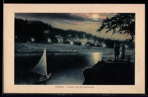 AK Torino, Veduta del Po, notturno