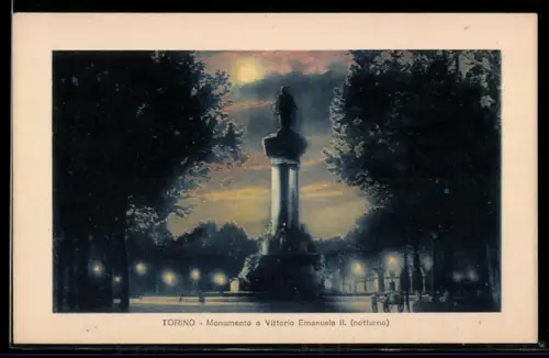 AK Torino, Monumento a Vittorio Emanuele II, notturno