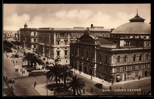 AK Bari, Corso Cavour con tram e edifici storici