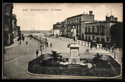 AK Bari, Monumento Piccini, Via Massari con vista sul mare