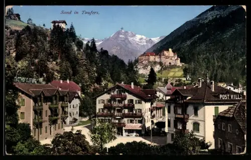 AK Sand in Taufers, Vista sul castello e montagne circostanti