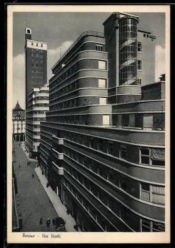 AK Torino, Via Viotti, edifici moderni in stile razionalista