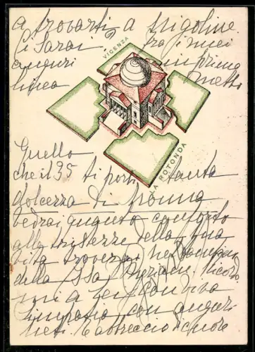 Künstler-AK Vicenza, La Rotonda di Palladio