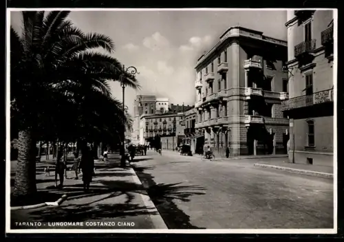 AK Taranto, Lungomare Costanzo Ciano con palme e architettura storica