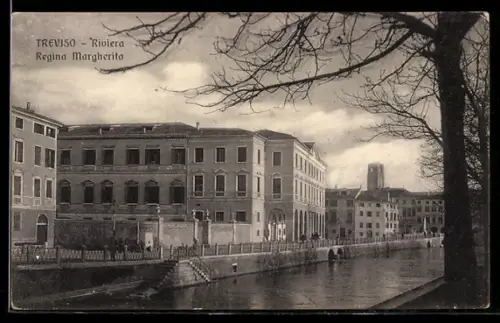AK Treviso, Riviera Regina Margherita con vista sul fiume e edifici storici