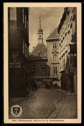 AK Deutscher Schulverein NR 356: Wien, Schlönlaterngasse, Blick auf die St. Bernhardskapelle