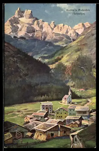 Künstler-AK Rudolf Alfred Höger: Arabba in Buchenstein, Ortspartie