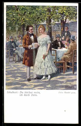 Künstler-AK Schubert, Du bleibst mein, ich bleib Dein, Liebespaar