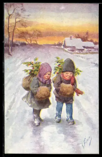 Künstler-AK Karl Feiertag: Vroolijk Kerstfeest