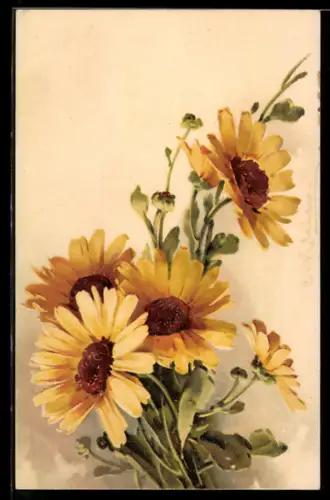 Künstler-AK Catharina Klein: Sonnengelbe Blüten